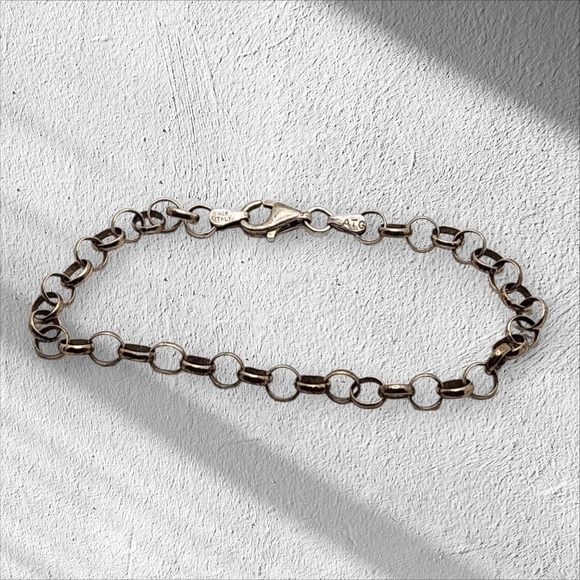ATG Womens 925 Sterling Silver Chain Link Bracelet Made In Italy - Picture 2 of 4